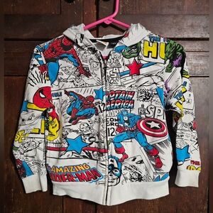 Mad Engine Marvel Comics Kids Hoodie 2014 White,Red,Spiderman, Ironman Sz 5-6